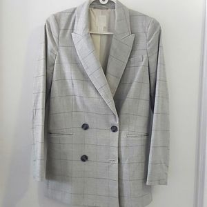 Woman's double breasted Gray window pane blazer